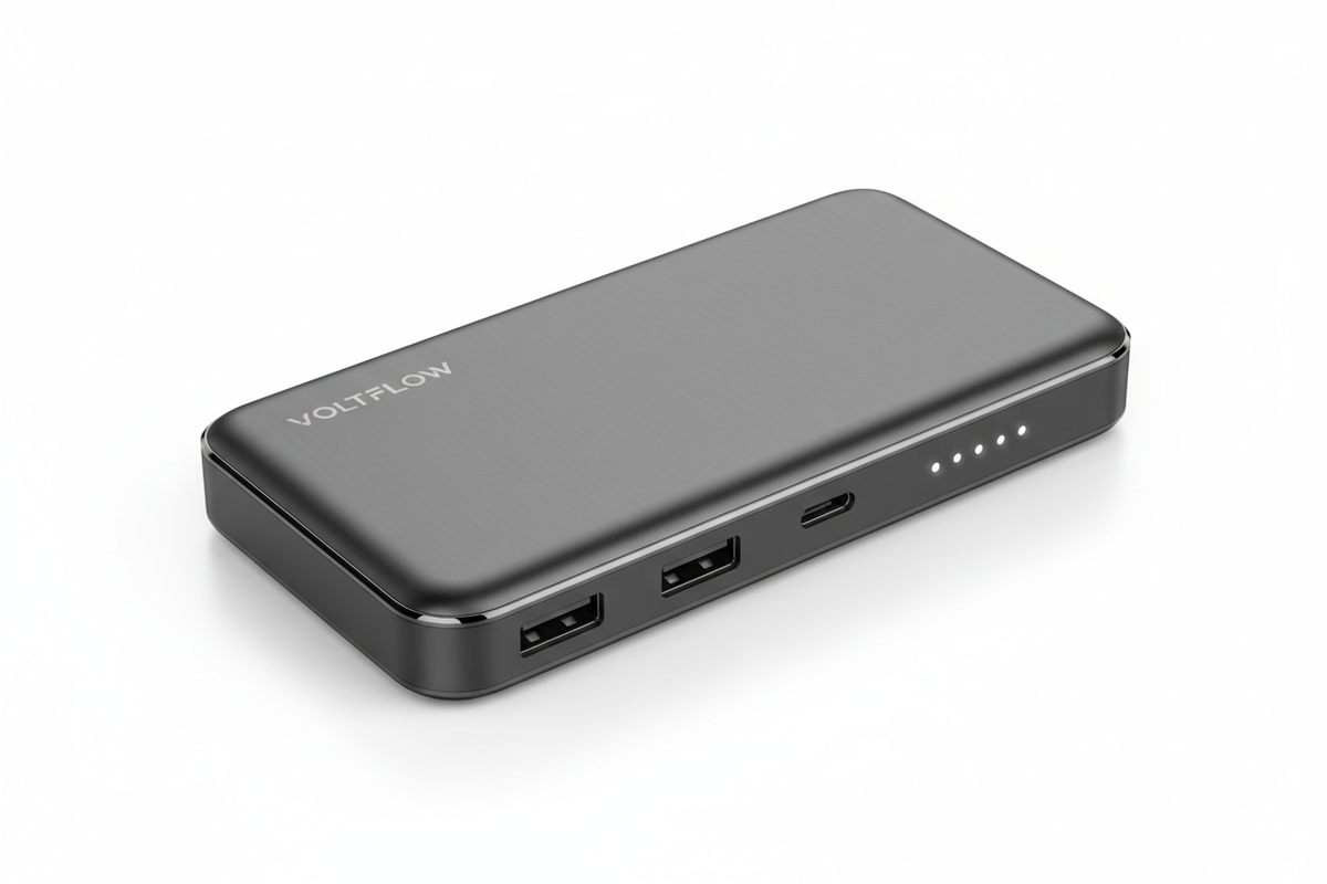 Portable Charger powerbank with USB ports and LED indicator